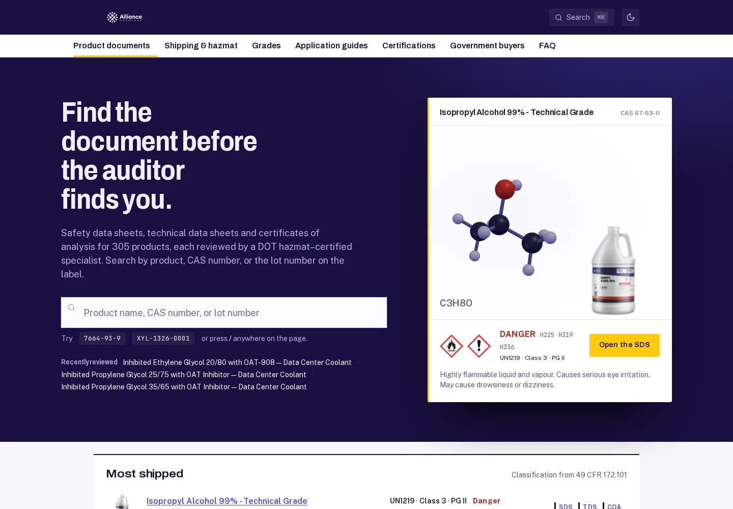 Alliance’s searchable technical document library