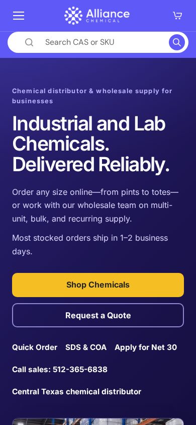 Alliance Chemical on a phone